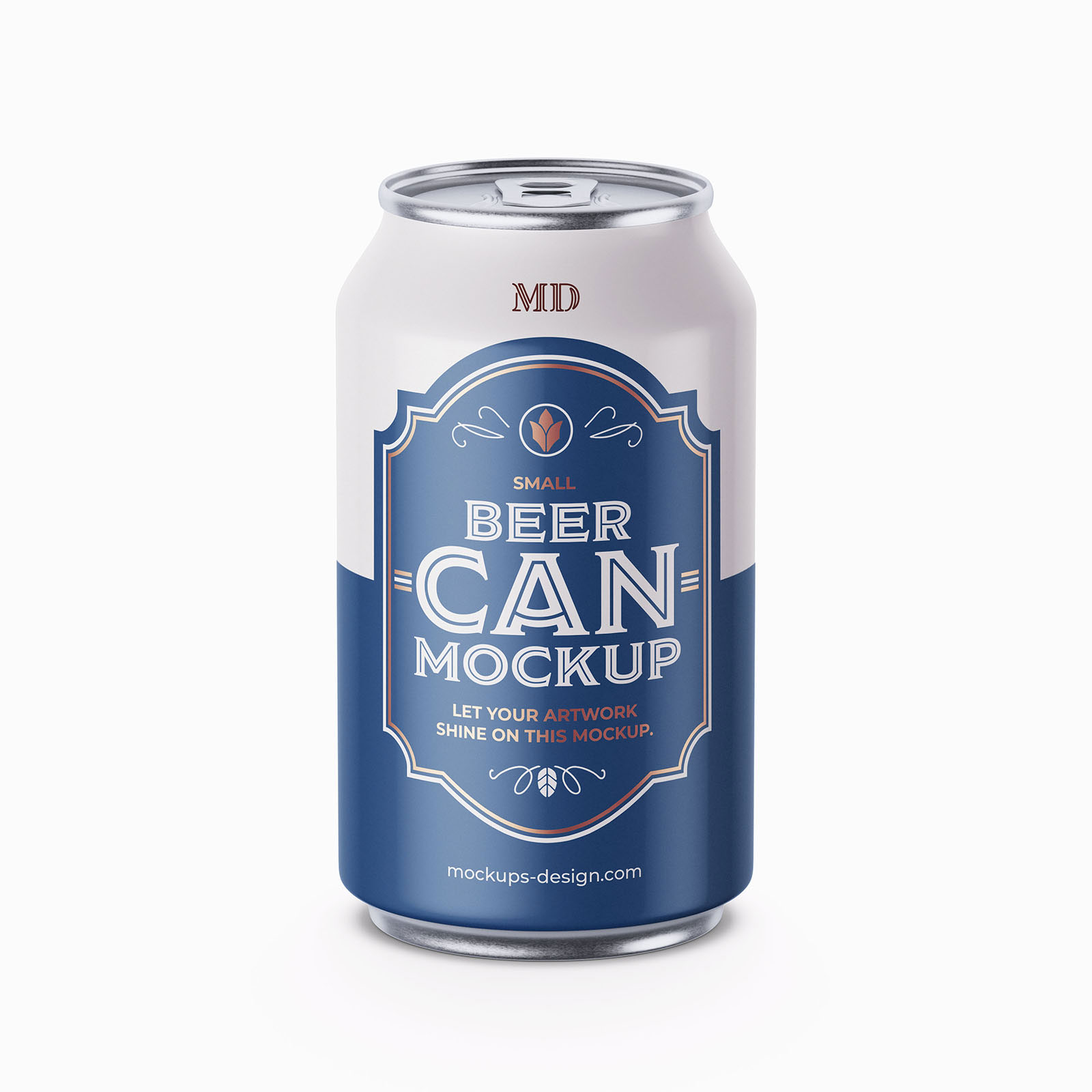 Free Small Classic Beer Can Mockup PSD Template