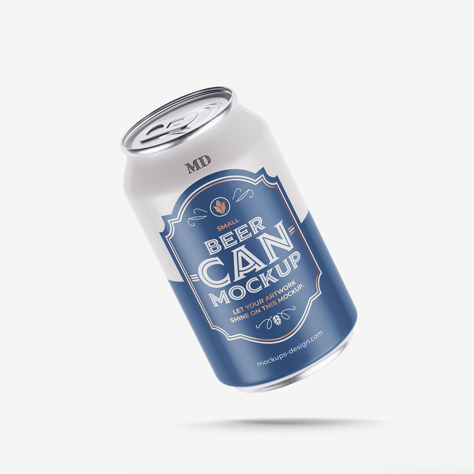 Free Small Classic Beer Can Mockup PSD Template