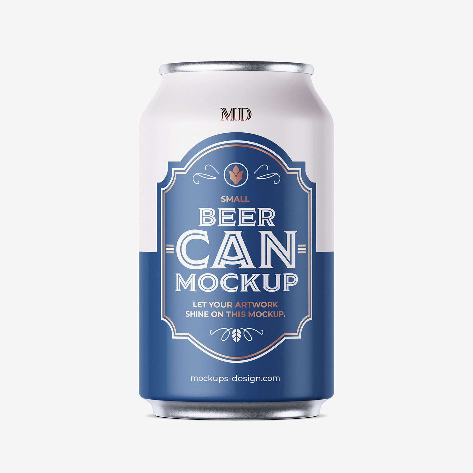 Free Small Classic Beer Can Mockup PSD Template