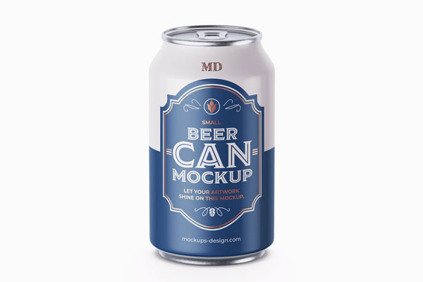 Free Small Classic Beer Can Mockup PSD Template