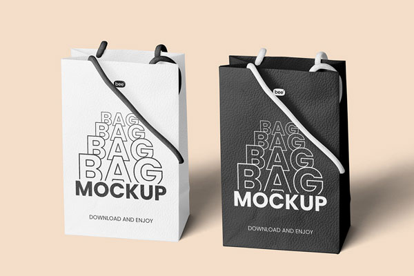Two Standing Eco Leather Bags Mockup FREE PSD