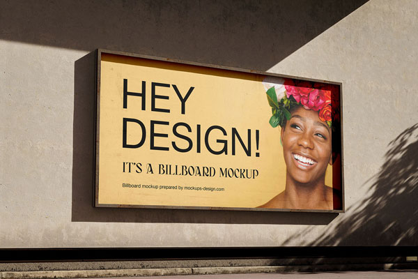 Free 2 Sights of Billboard Mockup on The Wall PSD Template
