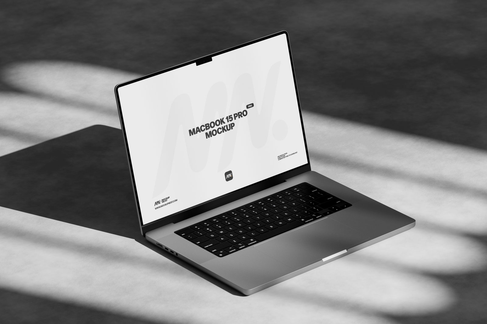 Free 3 Showcases of MacBook Pro Mockup with Shadows PSD Template
