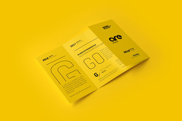 Free 3 Showcases of Square Gatefold Brochure Mockup PSD Template