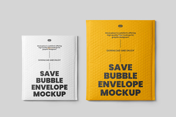 Free Facing Showcase of Big Bubble Envelopes Mockup PSD Template