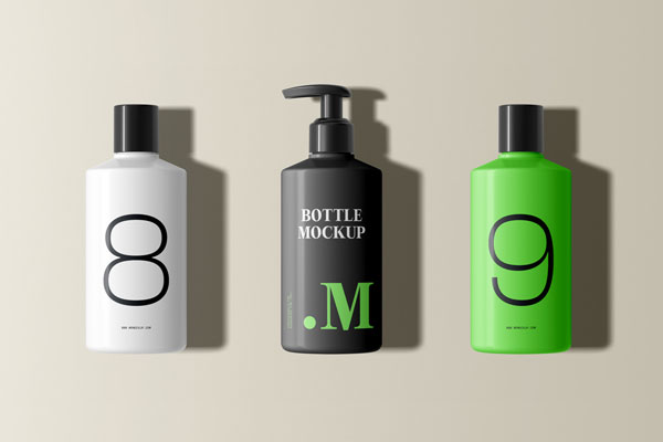 Free Front Sight of 3 Big Bottles Mockup PSD Template