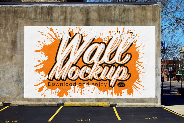 Free Front Sight of Concrete Wall Spot Mockup PSD Template