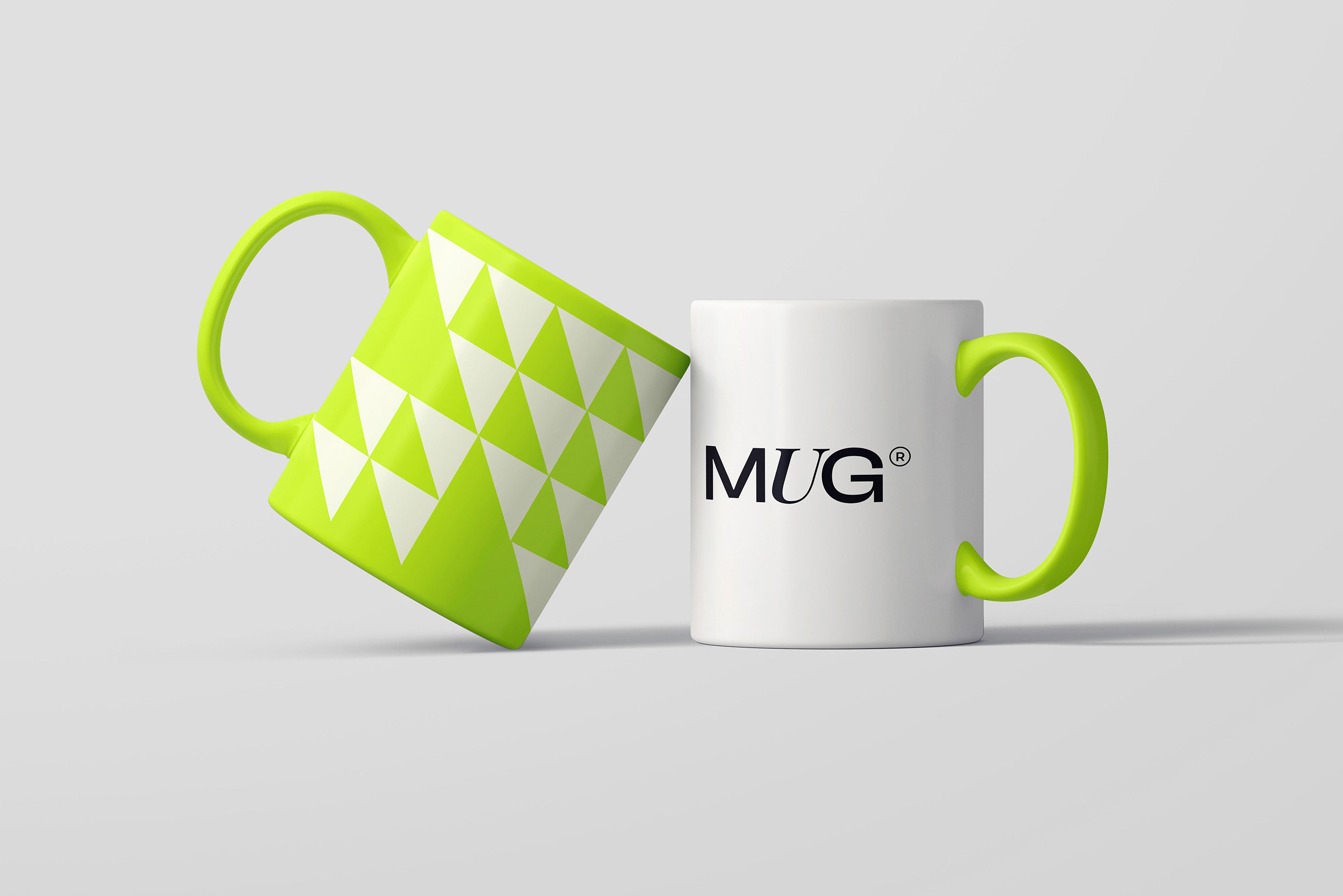 Free Front View of 2 Mugs Mockup PSD Template