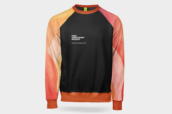 Free Front View of Mens Sweatshirt Mockup PSD Template