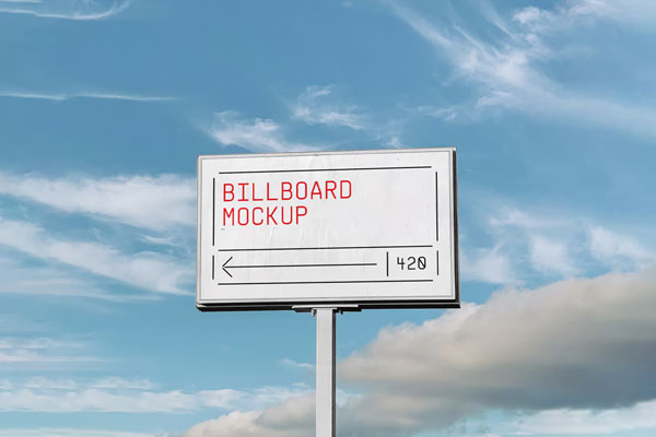 Free Front View of Outdoor Billboard Mockup PSD Template