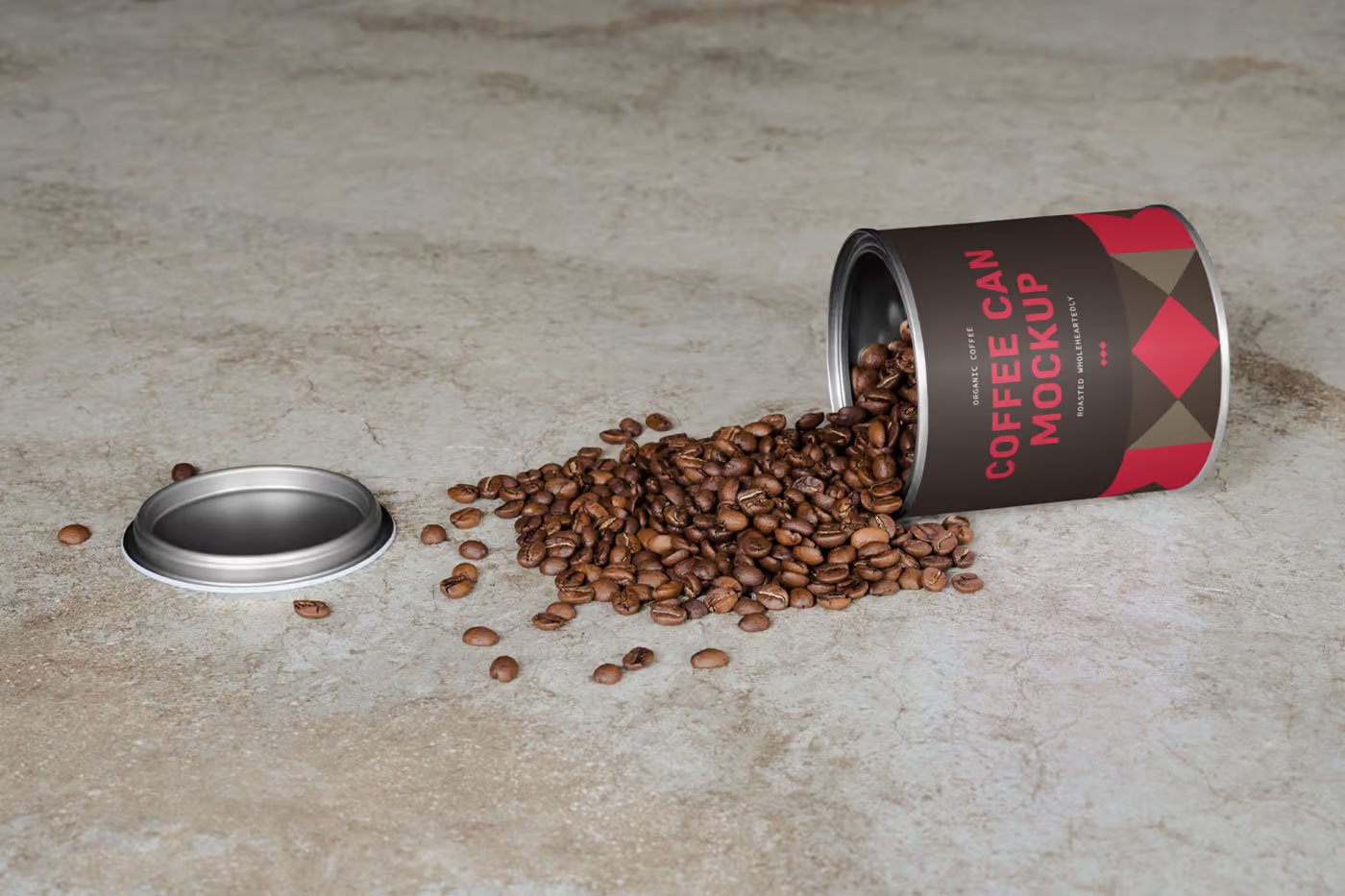 Front Vision of Coffee Can Mockup Free Download | Resource Boy