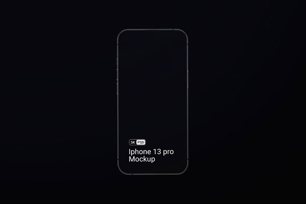 Free iPhone 13 Pro Mockup on Black Background in Facing Vision PSD Template