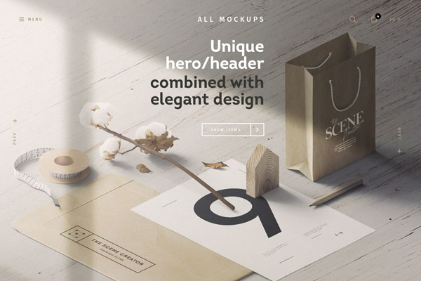 Free Perspective Scene of Paper Bag Mockup with Sun Light PSD Template