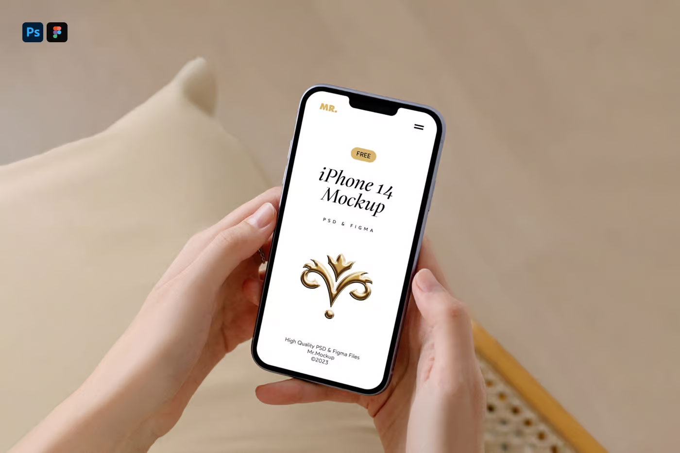 Free Perspective View of iPhone Pro Mockup PSD Template