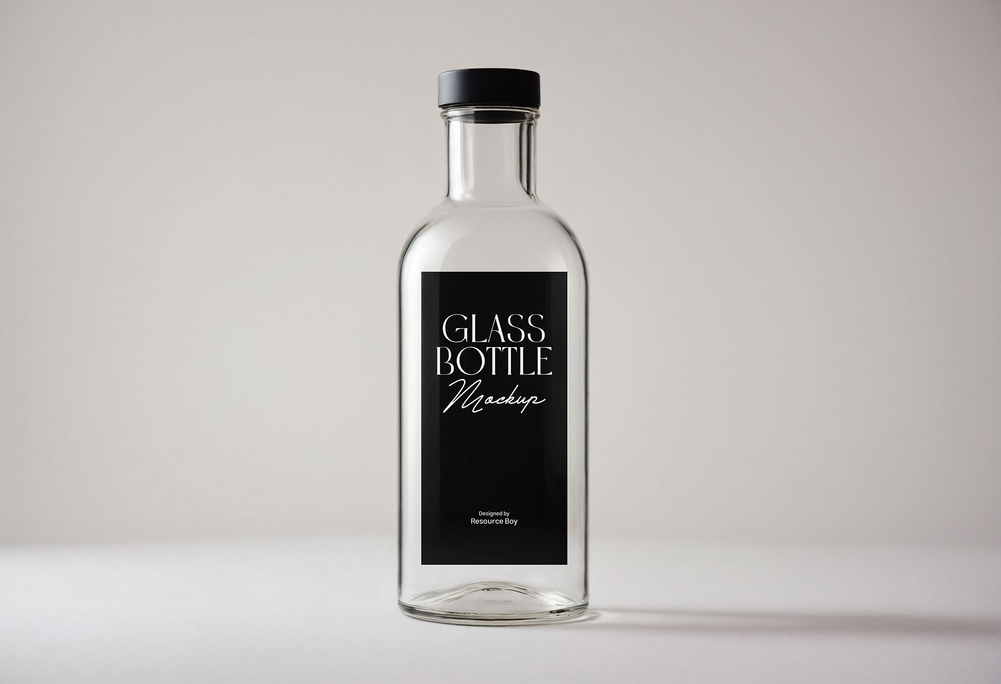 Free Sleek and Minimal Glass Bottle Mockup PSD Template