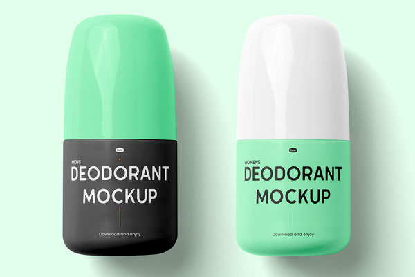 Free Top View of 2 Lying Roll-on Deodorant Mockup PSD Template