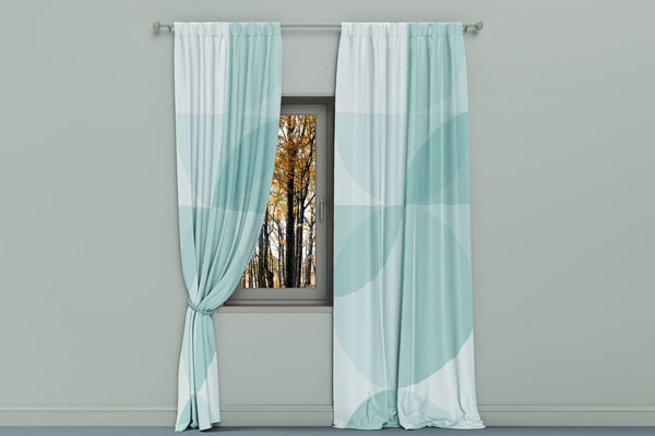 Free Window Curtain Mockup in Facing View PSD Template