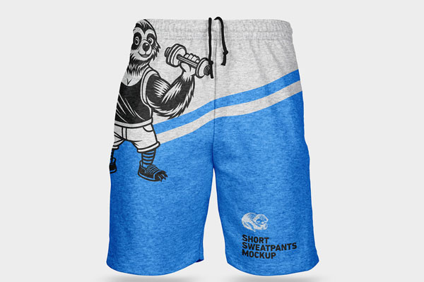 Free 2 Shot of Short Sweatpants Mockup PSD Template