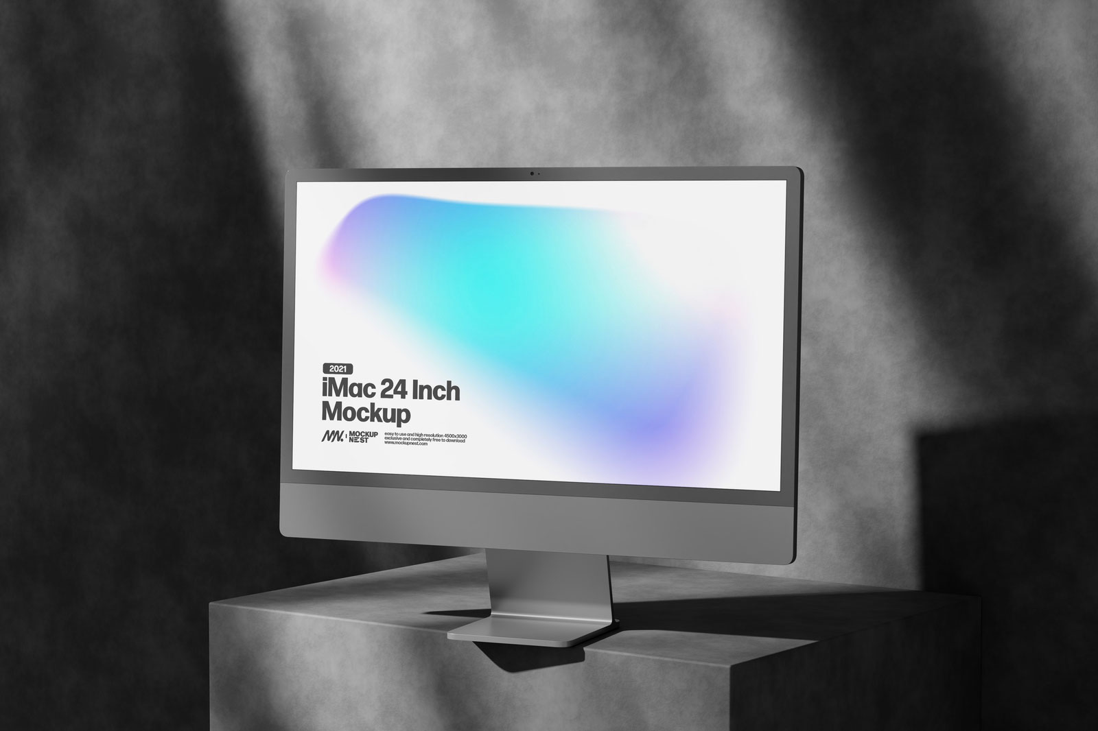 Free 3 Showcases of iMac Mockup with Shadows PSD Template