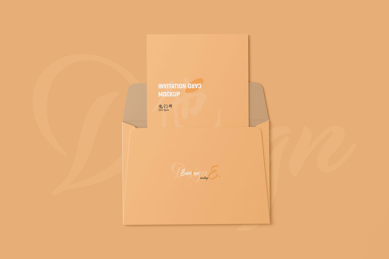 Free 4 Sights of A5 Folded Card Mockup with Envelope PSD Template