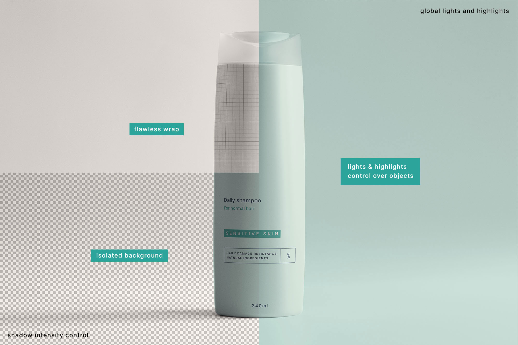 Free Facing Sight of Shampoo Bottle Mockup PSD Template