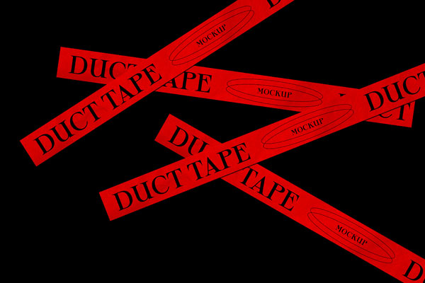Free Facing View of Duct Tape Mockups on Dark Background PSD Template