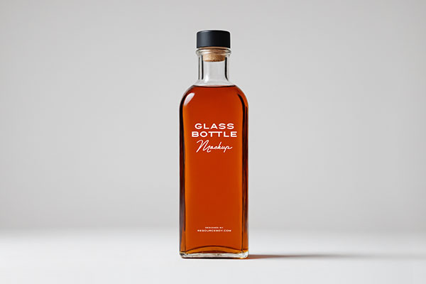 Free Glass Bottle Mockup with Liquid PSD Template