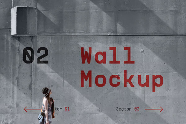 Free Front Sight of Concrete Wall Mockup PSD Template
