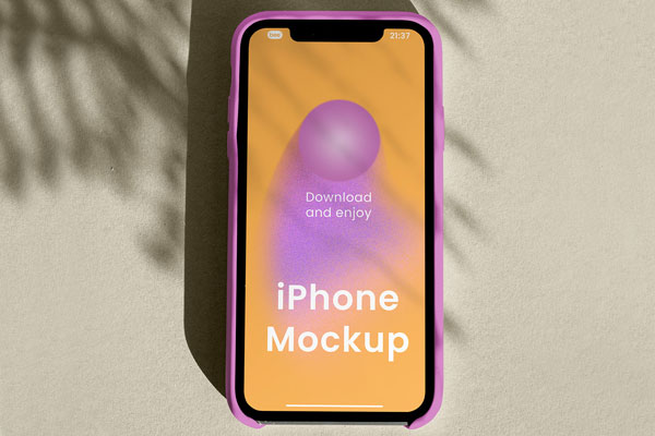 Free Front Sight of iPhone Mockup in Shadow PSD Template