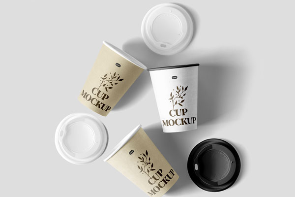 Top Sight of Paper Cups Mockup Free Download | Resource Boy