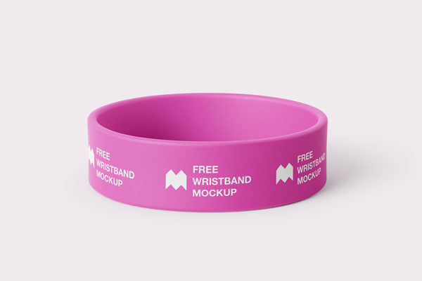 Free Wide Silicone Wristband Mockup in 6 Shots PSD Template