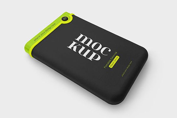 Free 2 Sights of Portable External Hard Drive Mockup PSD Template