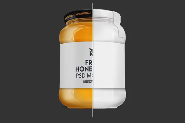 Free 3 Shots of Honey Jar Bottle Mockup PSD Template