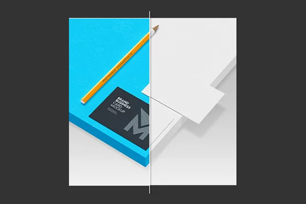 Free 3 Showcases of Brand Business Card Mockup PSD Template