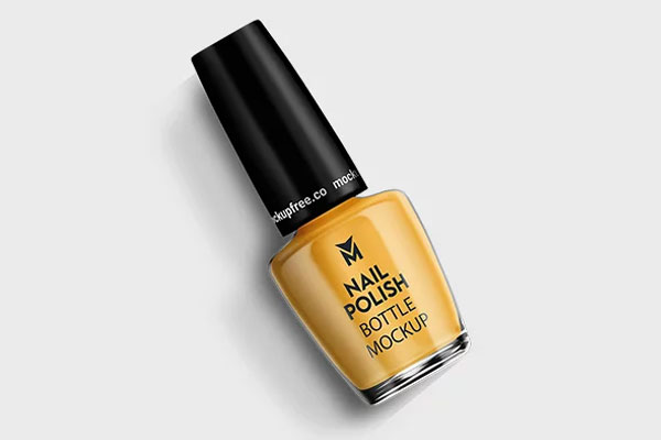 Free 3 Showcases of Nail Polish Bottle Mockup PSD Template
