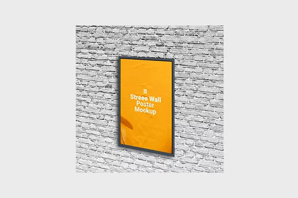 Free 3 Showcases of Street Wall Poster Mockup PSD Template