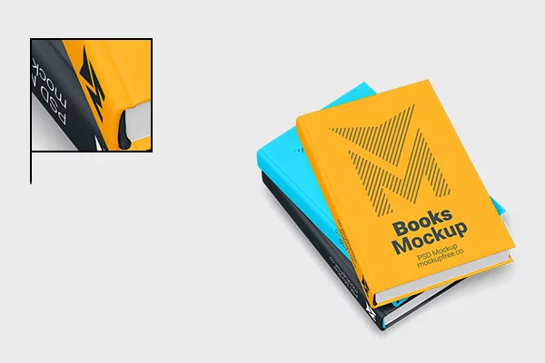 Free 3 Sights of Books Mockup PSD Template