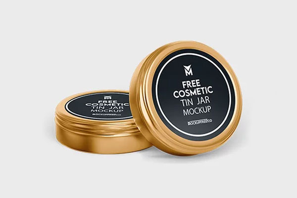 Free 3 Sights of Cosmetic Tin Jar Mockup PSD Template
