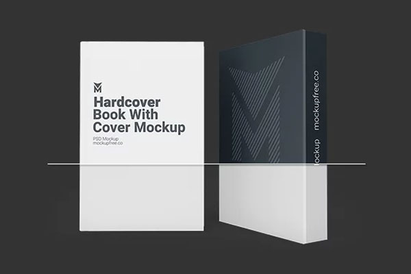 Free 3 Sights of Hardcover Book Mockup with Cover PSD Template