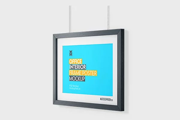 Free 3 Sights of Office Interior Frame Poster Mockup PSD Template