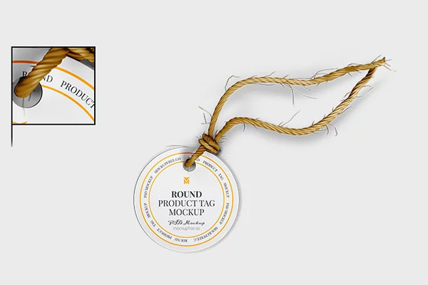 Free 3 Sights of Round Product Tag Mockup PSD Template