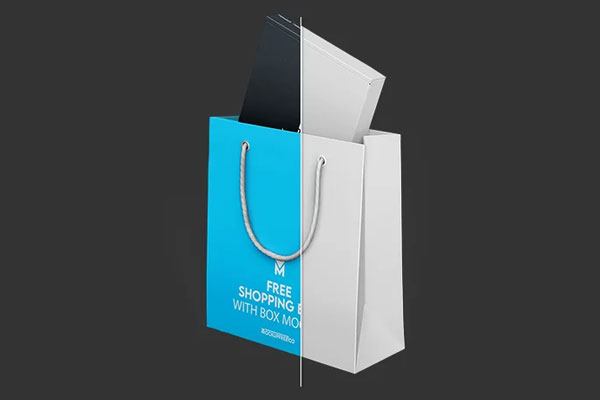 Free 3 Sights of Shopping Bag Mockup with Box PSD Template