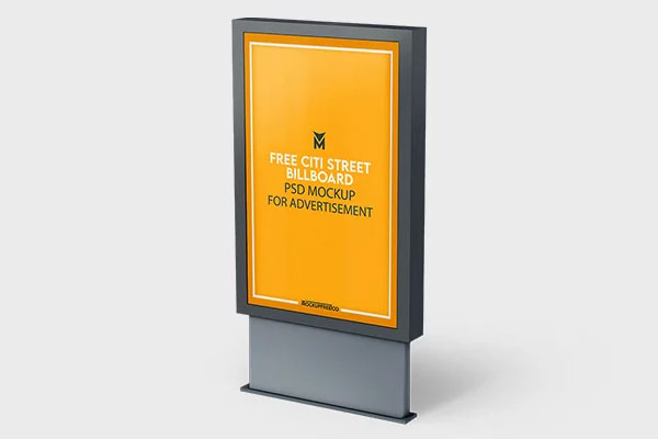 Free 3 View of City Street Billboard Mockup PSD Template