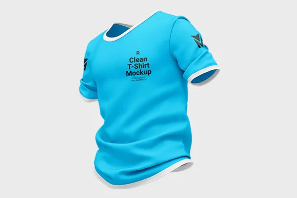 Free 3 Views of Blue T-Shirt Mockup PSD Template