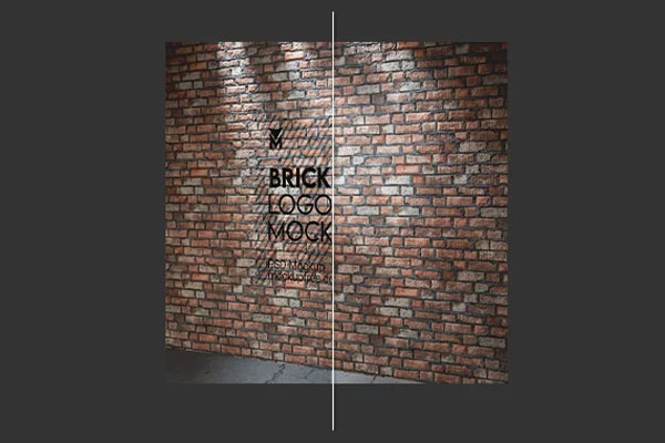 Free 3 Views of Brick Wall Logo Mockup PSD Template