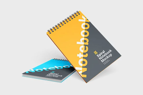 Free 3 Views of Spiral Notebook Mockup PSD Template