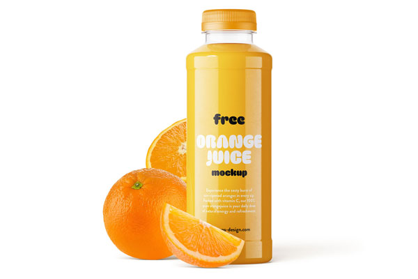 Free 4 Shots of Orange Juice Bottle Mockup PSD Template