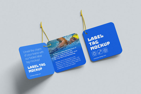 Free 5 Shots of Square Folded Tag Mockup PSD Template