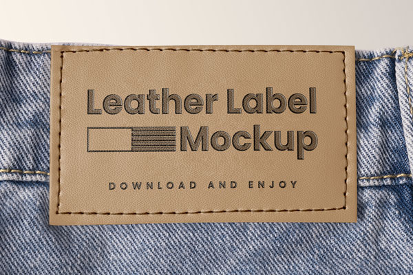 Free Close-up Sight of Jeans Mockup with Label PSD Template
