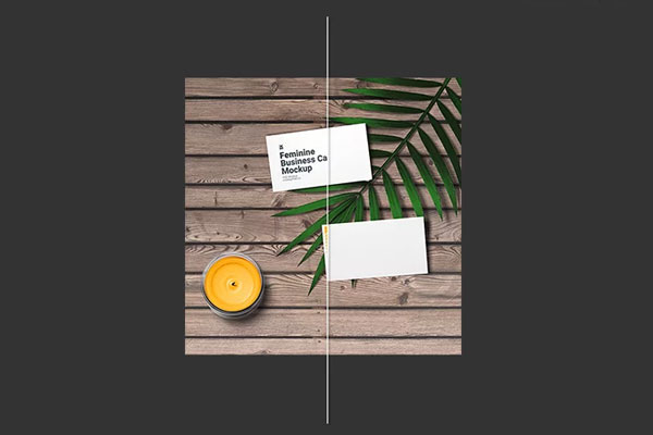 Free Feminine Business Card Mockup in 3 Shots PSD Template